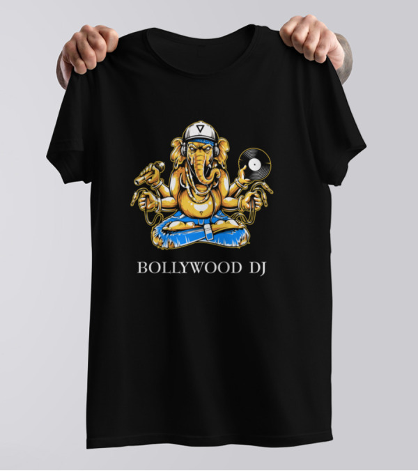 Bollywood DJ Elephant With Headphones And Vinyl Record T-Shirt