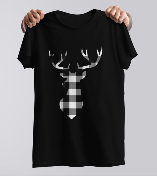 Bossy Gnome Buffalo Plaid Deer T-Shirt