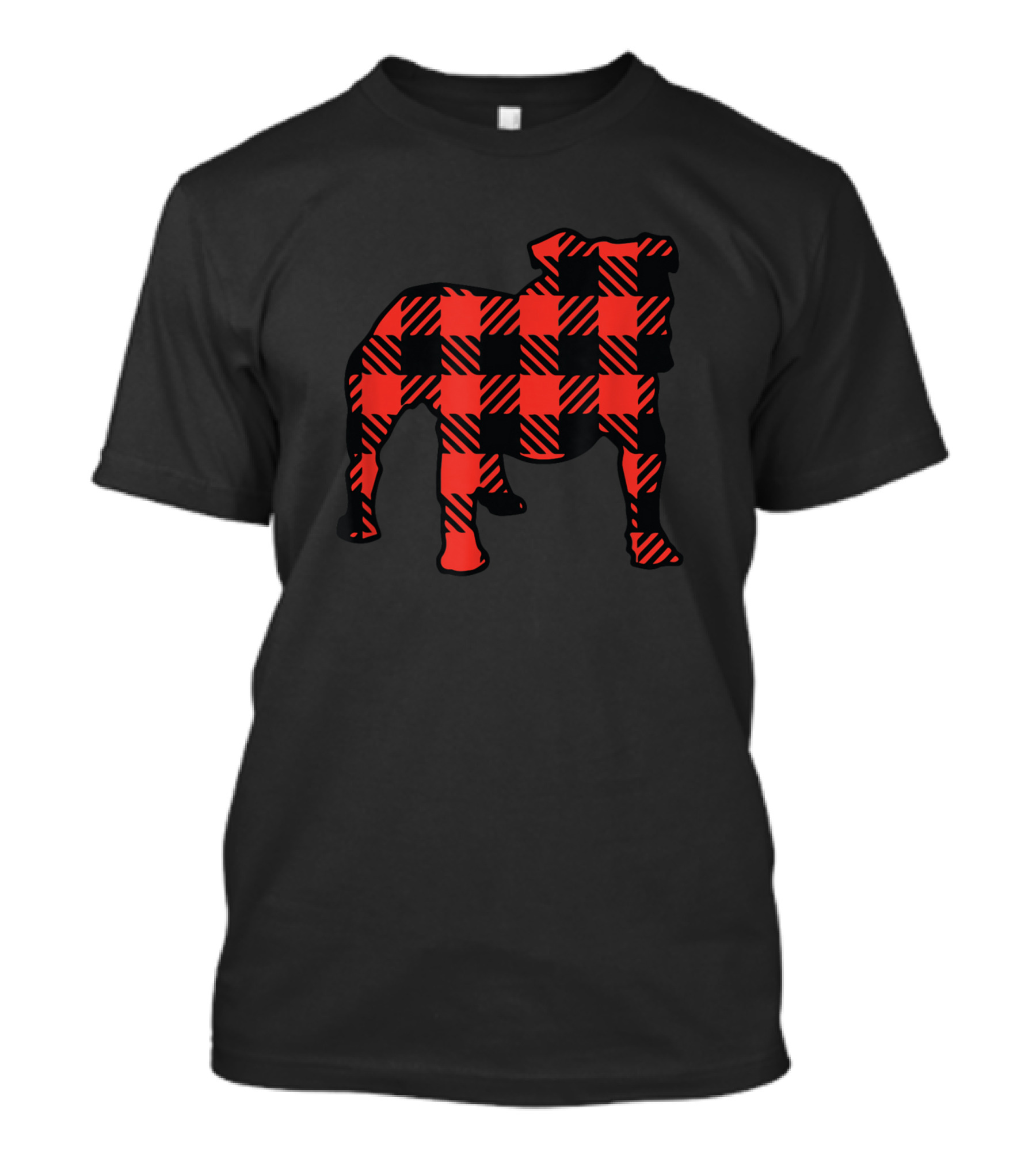 Bulldog Buffalo Plaid Patterned Bulldog T-Shirt