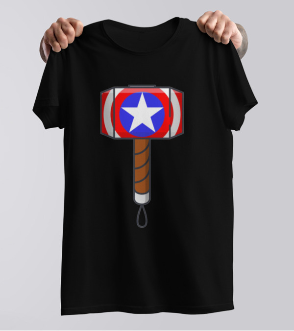 Captain America Thor Hammer Mjolnir Star Shield Combo T-Shirt