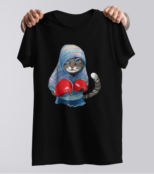 Cat In Boxing Suit With Red Gloves T-Shirt