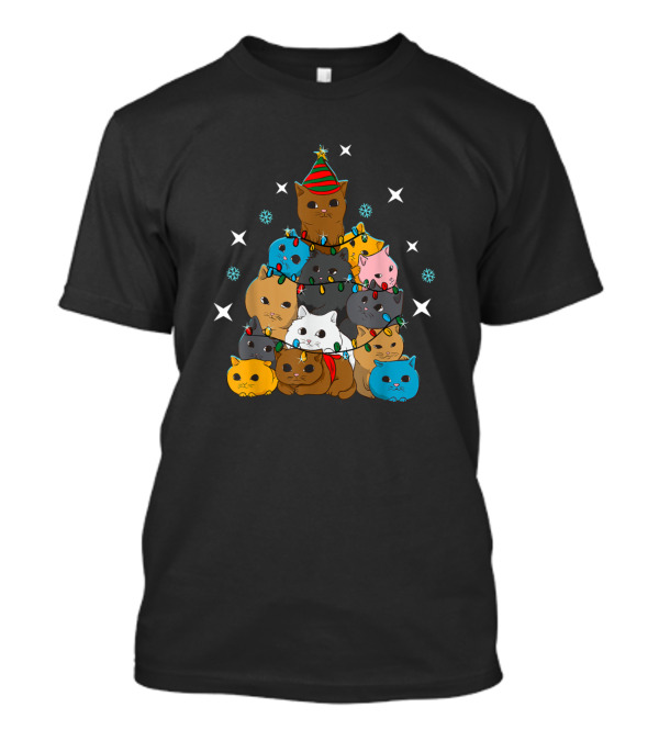 Holiday Cat Kitten Christmas Tree With Winter Decorations T-Shirt