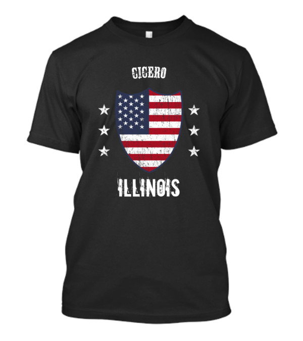 Cicero Illinois American Flag Shield And Stars T-Shirt
