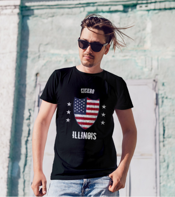 Cicero Illinois American Flag Shield And Stars T-Shirt