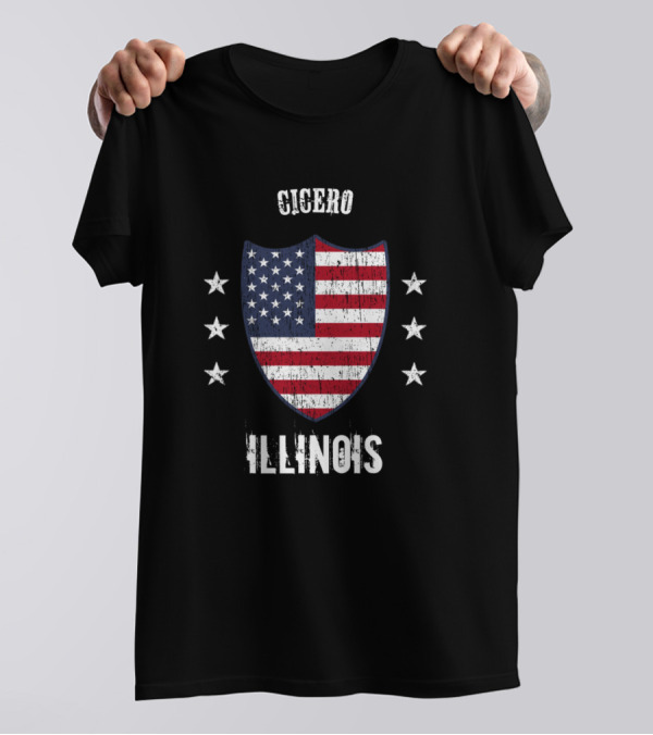 Cicero Illinois American Flag Shield And Stars T-Shirt