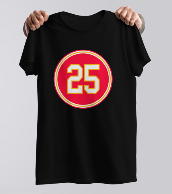 Clyde Edwards 25 Kansas City Football Red Circle Number T-Shirt