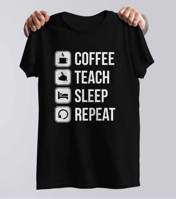 Coffee Teach Sleep Repeat Icons Smlteam T-Shirt