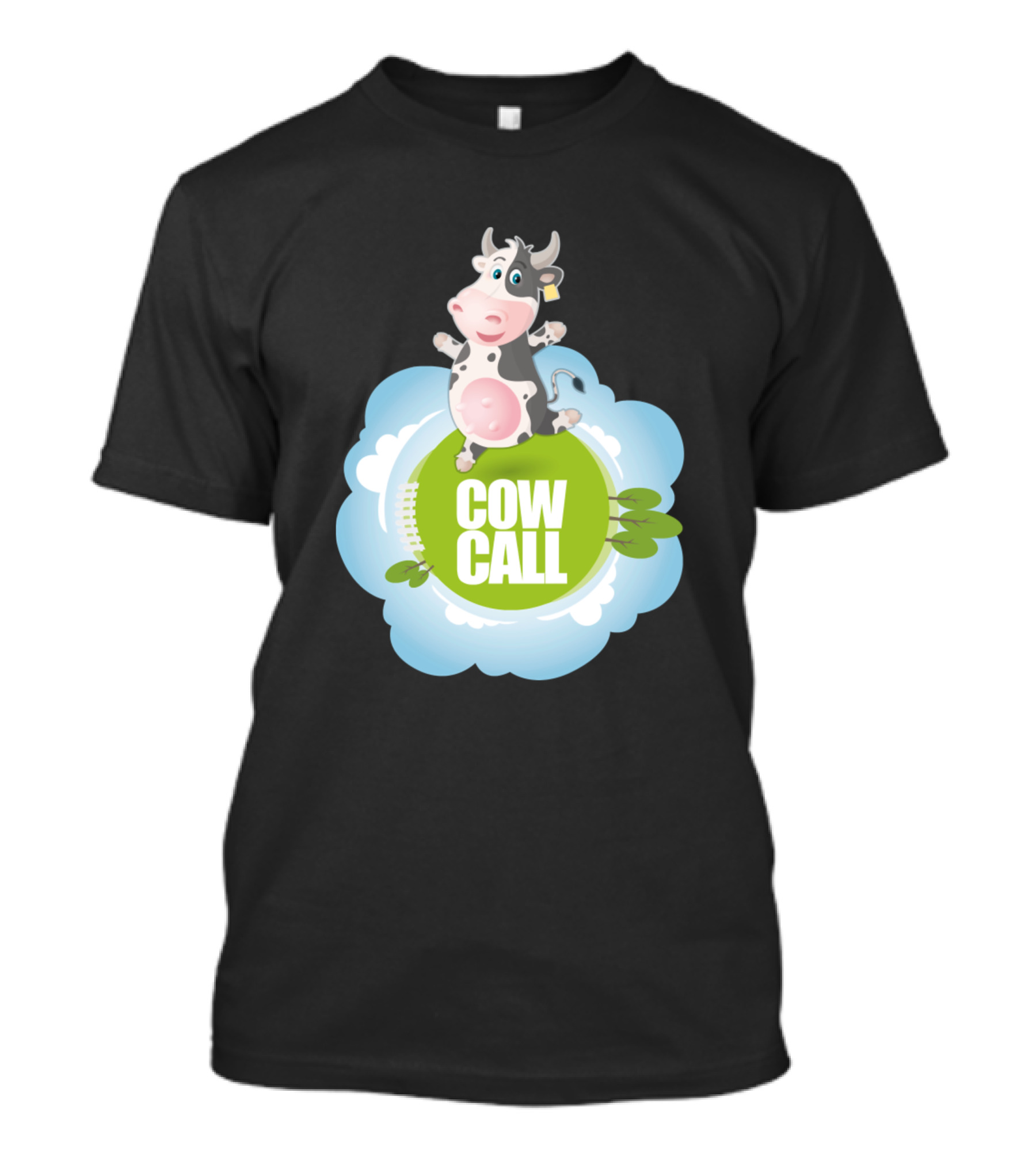 Cow Call 749 Farming Cute Cartoon Cow On Cloudy Pasture T-Shirt