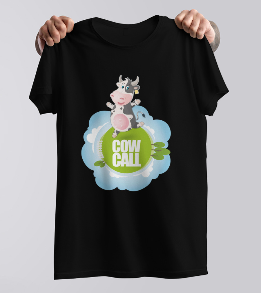 Cow Call 749 Farming Cute Cartoon Cow On Cloudy Pasture T-Shirt