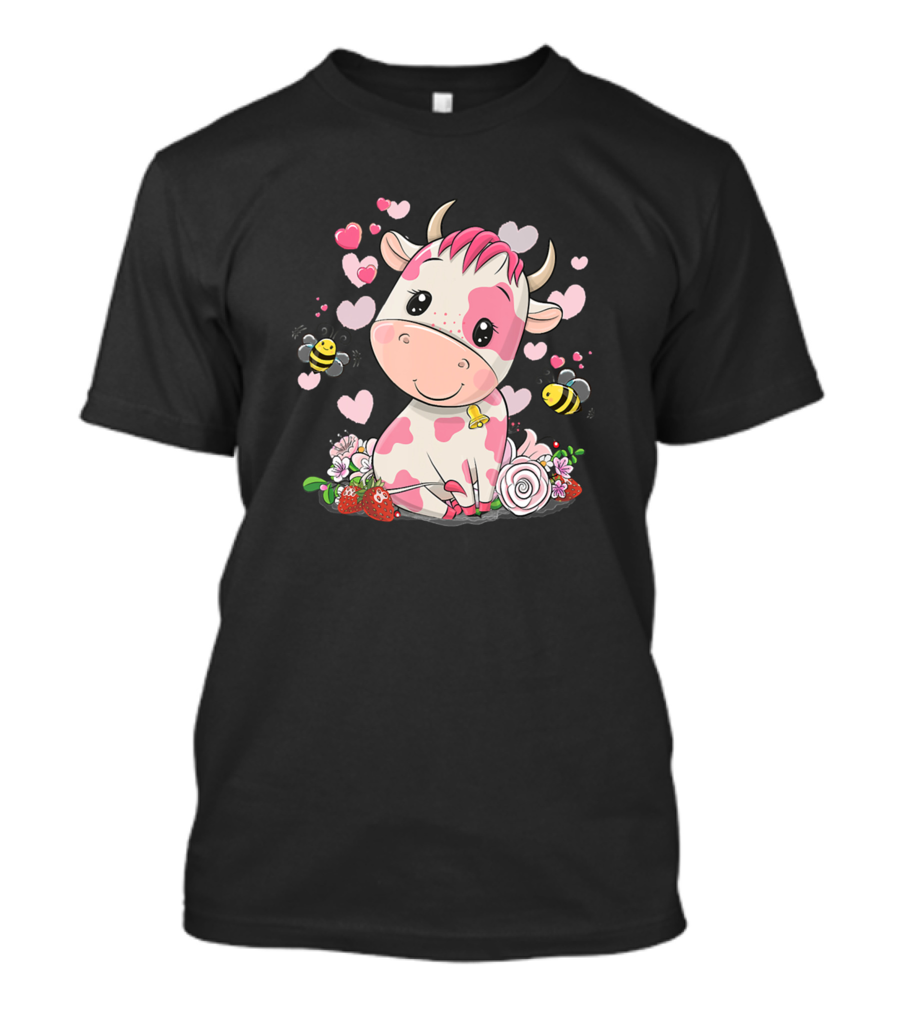 Cows Cute Cow 25 Farming Hearts Bees Flowers Berries T-Shirt