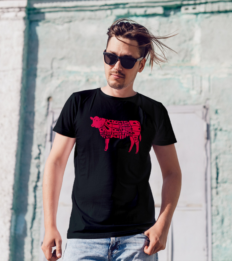 Cows Strawberry Cow Costume American Meat Cuts Diagram T-Shirt