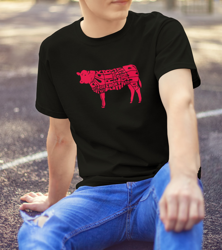 Cows Strawberry Cow Costume American Meat Cuts Diagram T-Shirt