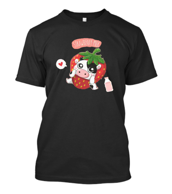 Strawberry Cow Milk Heart 351 Farming T-Shirt