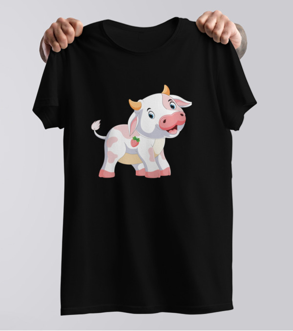 Cows Strawberry Cow Strawberry Pink Cow 474 Farmin Adorable Cartoon T-Shirt