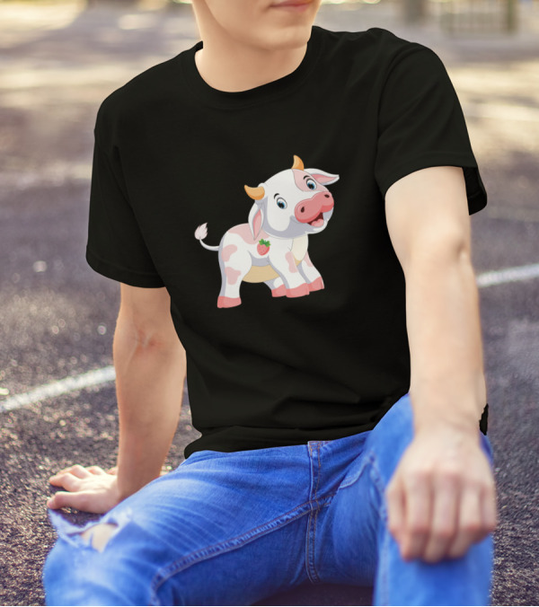 Cows Strawberry Cow Strawberry Pink Cow 474 Farmin Adorable Cartoon T-Shirt