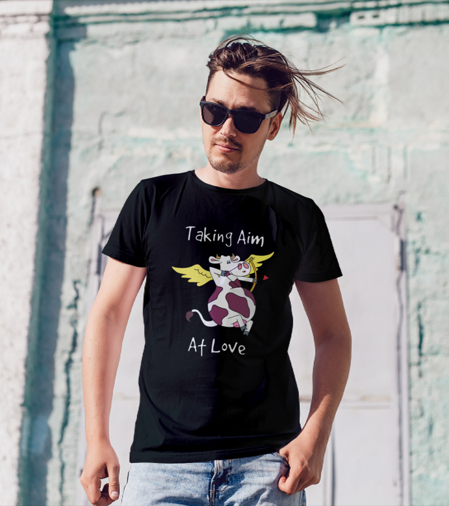 Cows Taking Aim At Love Cupid Wings Bow Arrow T-Shirt