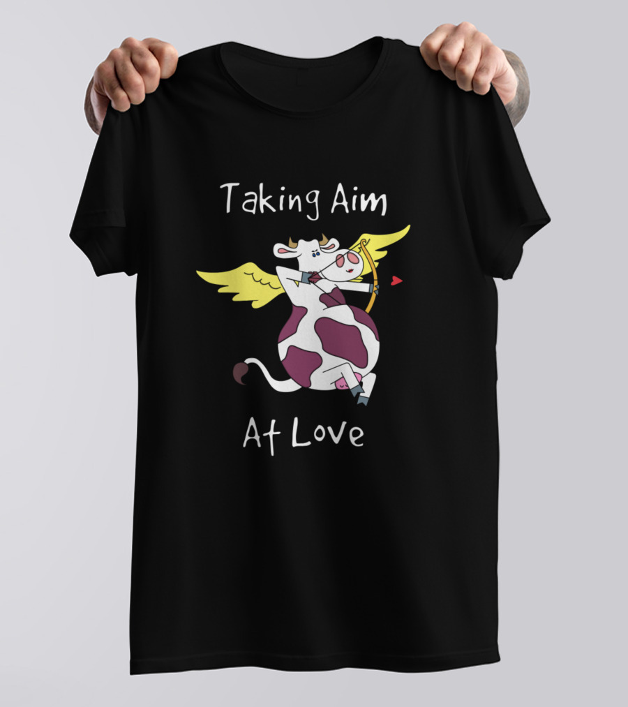 Cows Taking Aim At Love Cupid Wings Bow Arrow T-Shirt