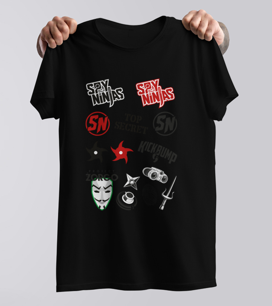 Spy Ninjas SN Top Secret Kick Bump Project Zorgo Mask Ninja Weapons Temporary Tattoo T-Shirt