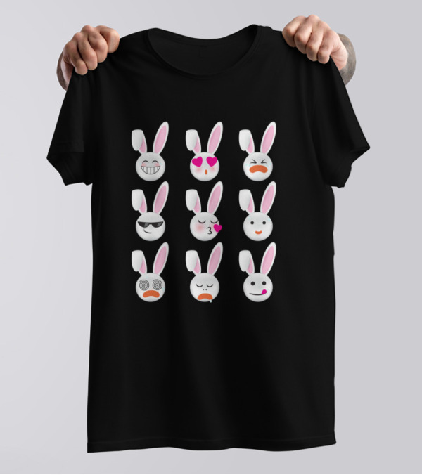 Easter Bunny Emoticons With Various Expressions T-Shirt