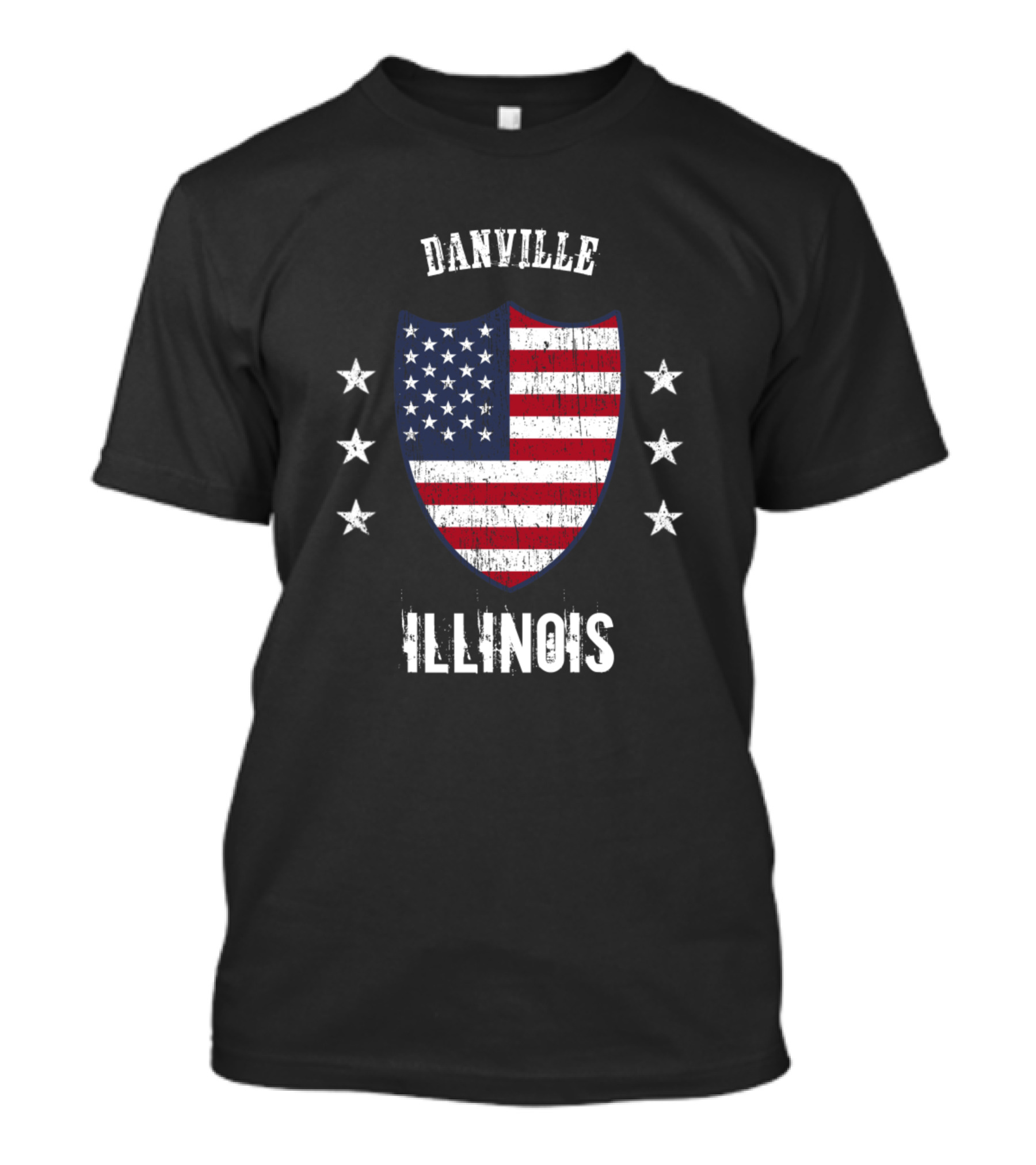 Danville Illinois American Flag Shield Six Stars T-Shirt