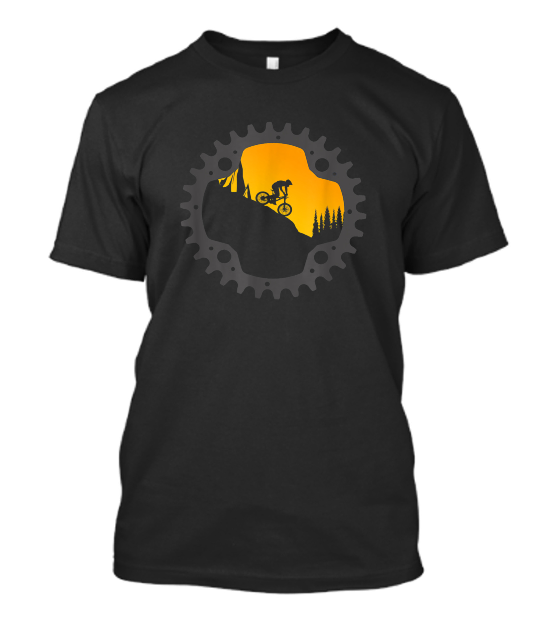 Downhill Mtb Mountain Bike Gear Sprocket Sunset T-Shirt