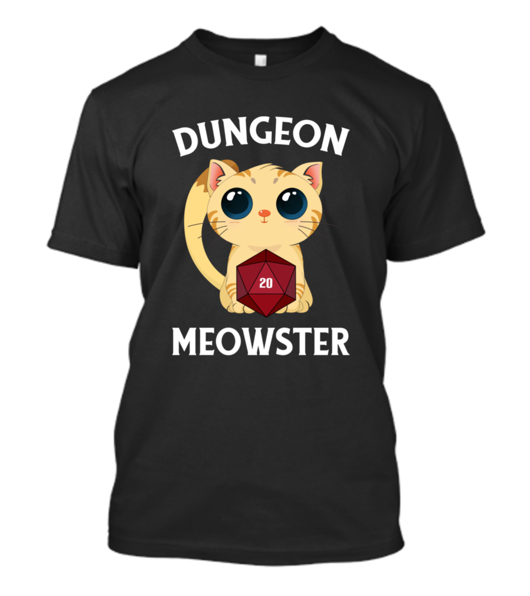Dungeon Meowster Funny Nerdy Cat With D20 RPG Fantasy T-Shirt