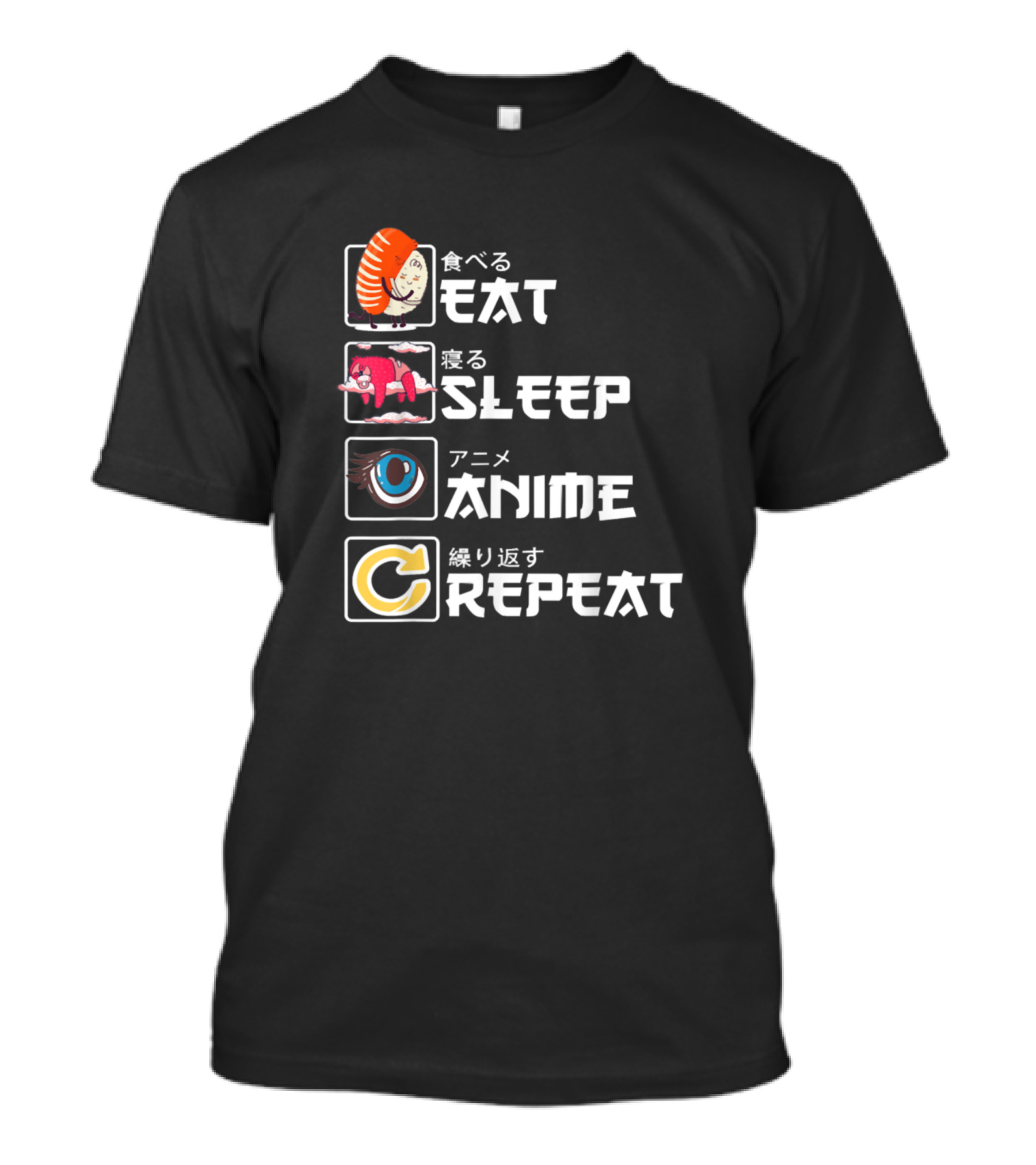 Eat Sleep Anime Repeat Manga Japanese Icons T-Shirt