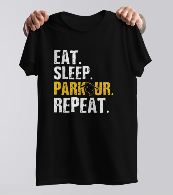 Eat Sleep Parkour Repeat Team Silhouette Active Lifestyle T-Shirt