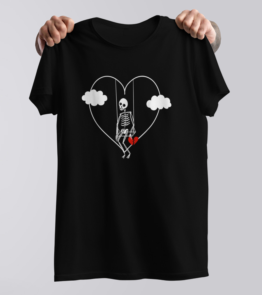 Emo Valentines Day Goth Horror Psychobilly Sad Boi Skeleton Heart Broken T-Shirt
