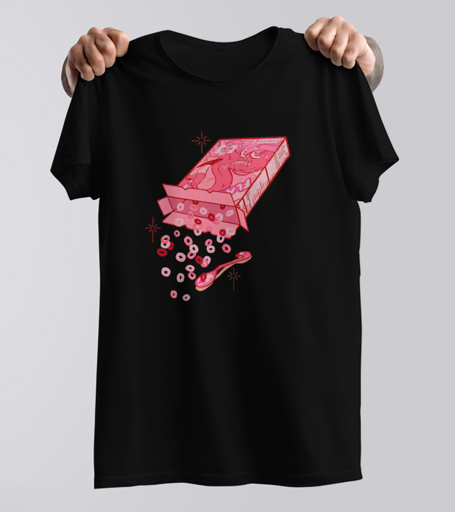 Flamingo Bird Cereal With Spoon And Loops T-Shirt