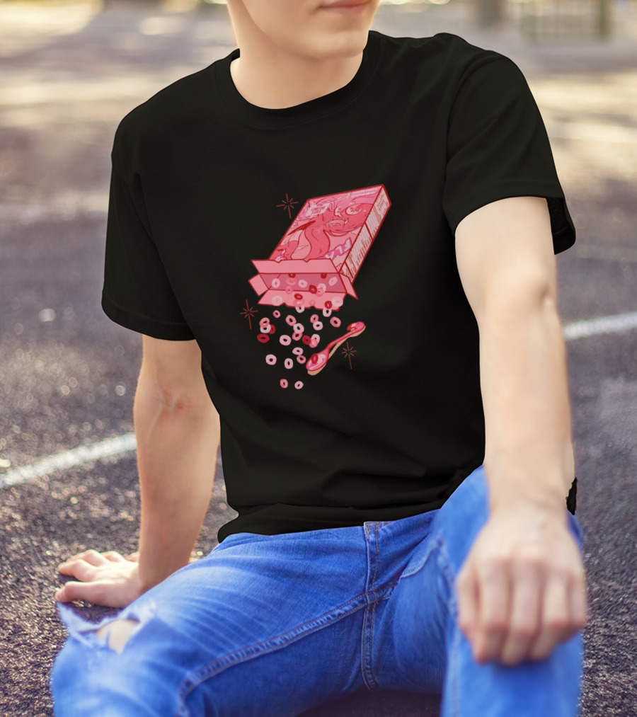 Flamingo Bird Cereal With Spoon And Loops T-Shirt