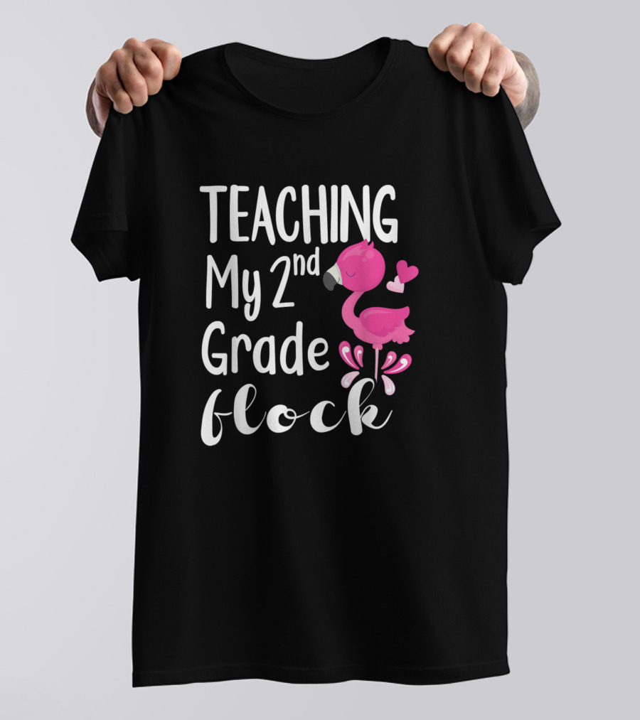 Flamingo Teaching My 2nd Grade Flock Teacher T-Shirt