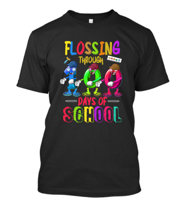 Flossing Through 100 Days Of School With Colorful Dancing Numbers T-Shirt