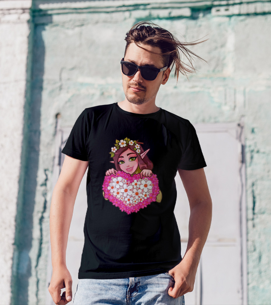 Flower Girl With Heart Of Daisies And Blossoms T-Shirt