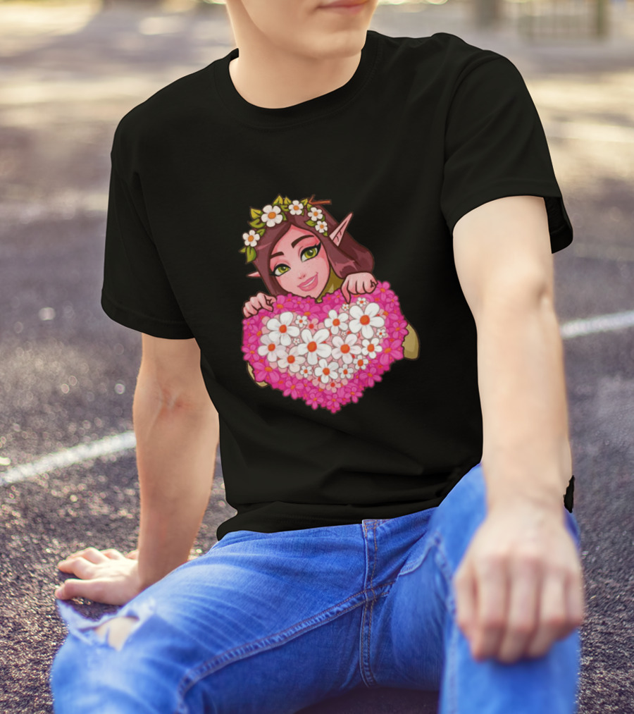 Flower Girl With Heart Of Daisies And Blossoms T-Shirt