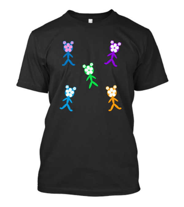 Flower Head Friends Colorful Floral Characters T-Shirt