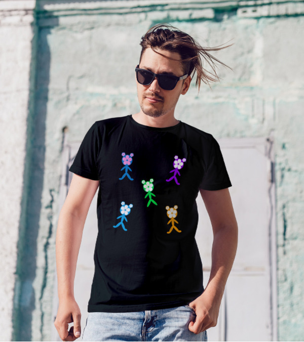 Flower Head Friends Colorful Floral Characters T-Shirt