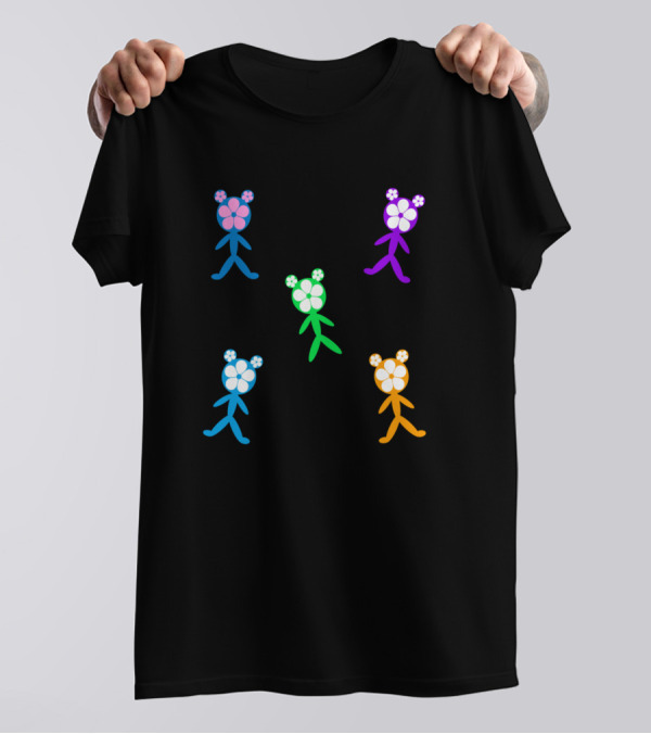 Flower Head Friends Colorful Floral Characters T-Shirt