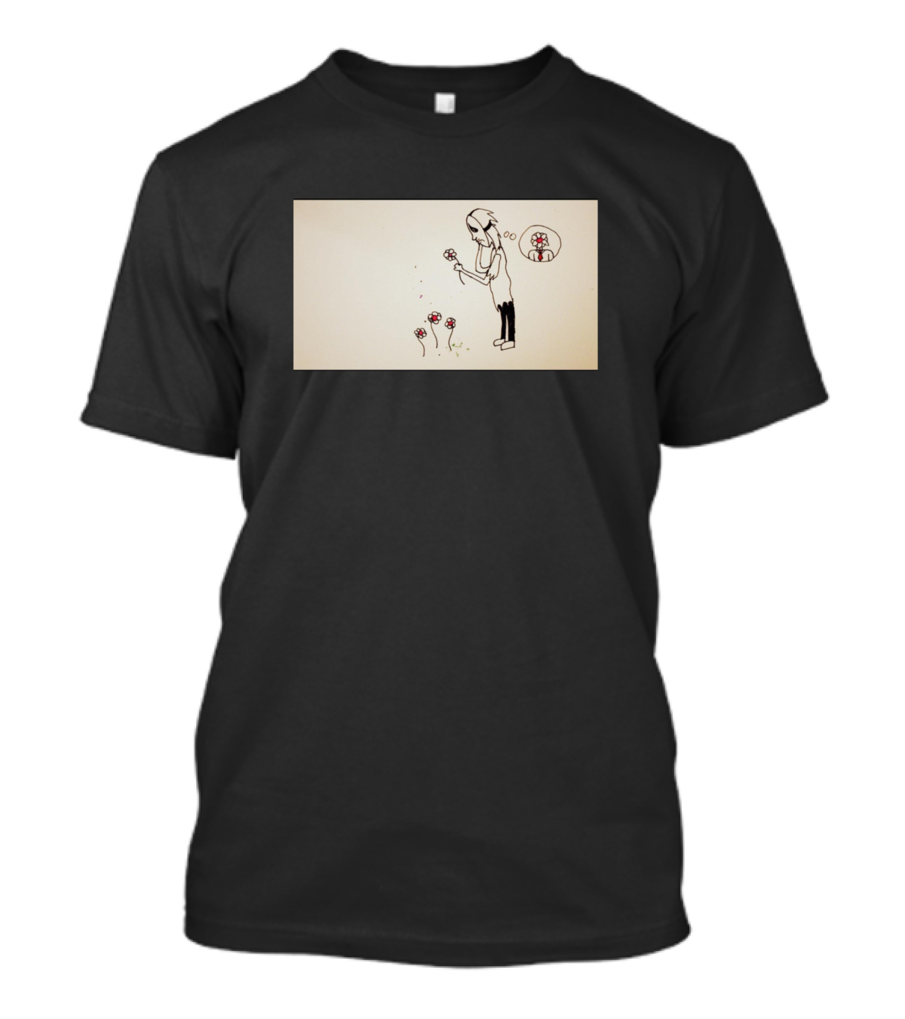 For The Family Artist Skeleton With Thoughtful Mushrooms Scene T-Shirt