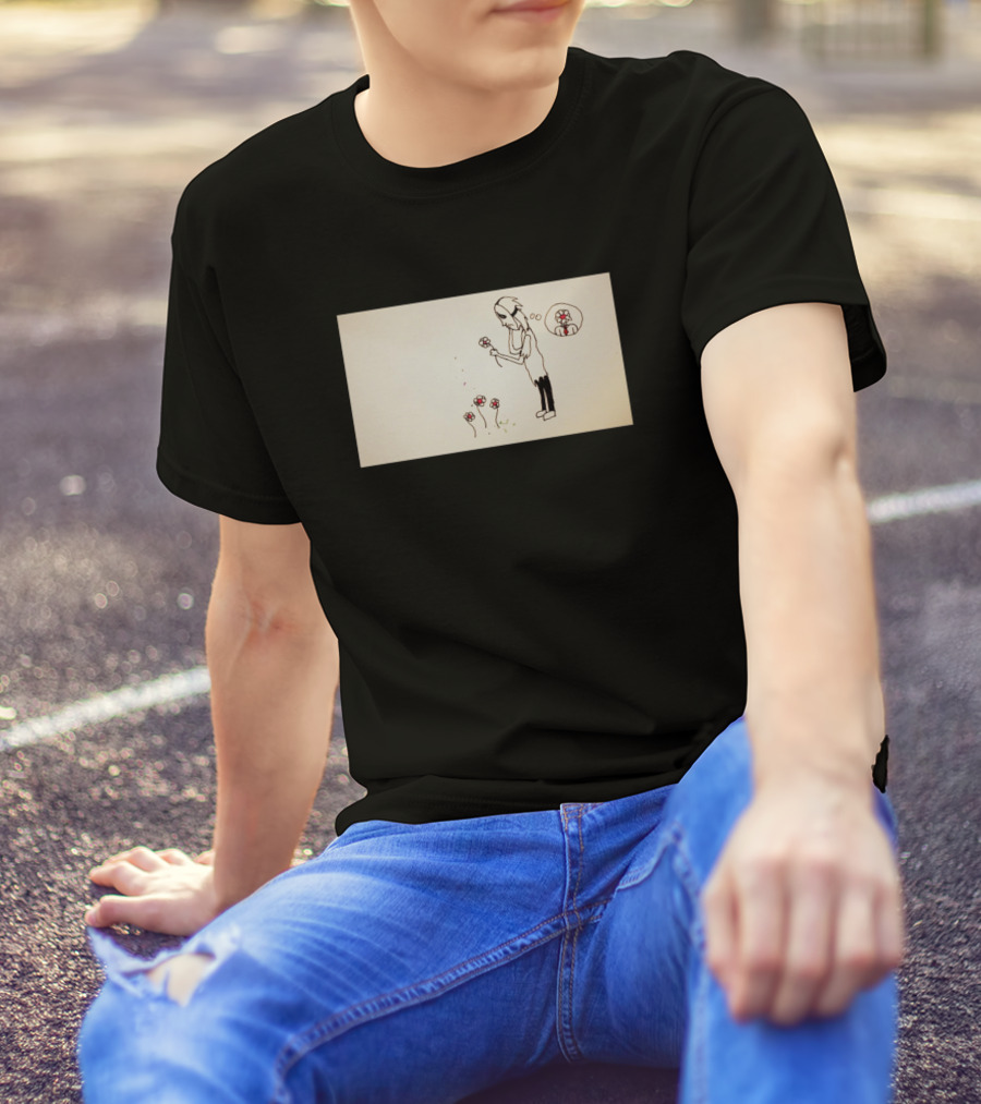 For The Family Artist Skeleton With Thoughtful Mushrooms Scene T-Shirt