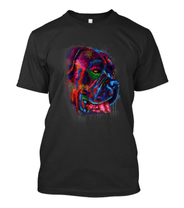 Funny Bullmastiff Colorful Watercolor Face T-Shirt