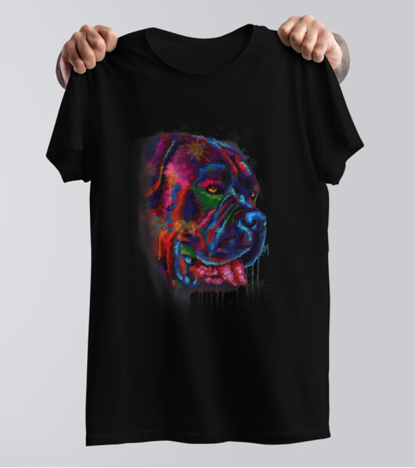 Funny Bullmastiff Colorful Watercolor Face T-Shirt