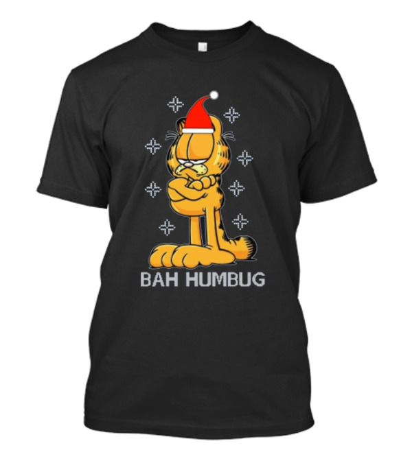 Garfield Bah Humbug Christmas Santa Hat Crossed Arms T-Shirt