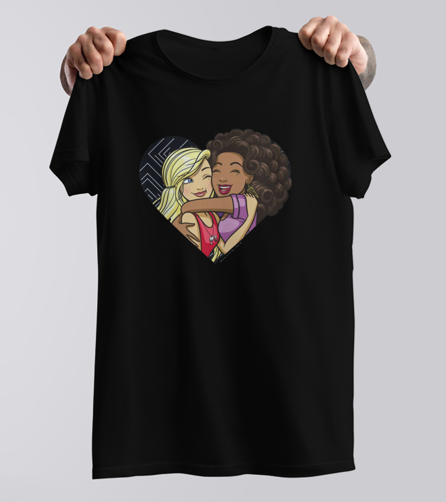 Girl Friends Hugging Heart T-Shirt