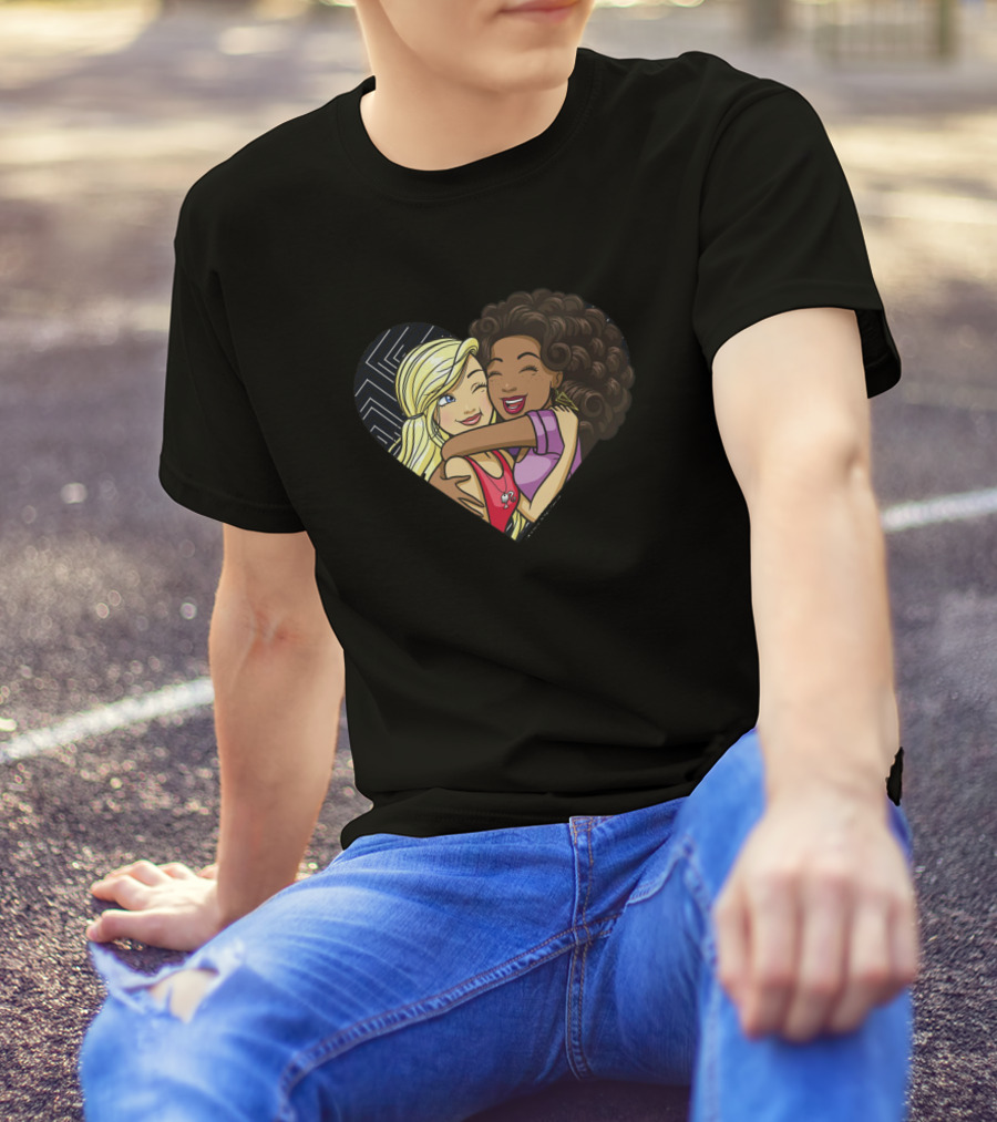 Girl Friends Hugging Heart T-Shirt