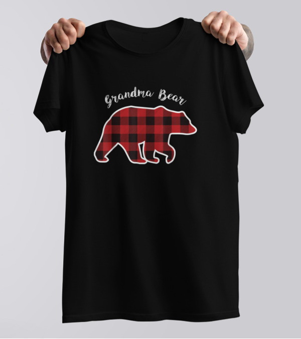 Grandma Bear Red Plaid T-Shirt