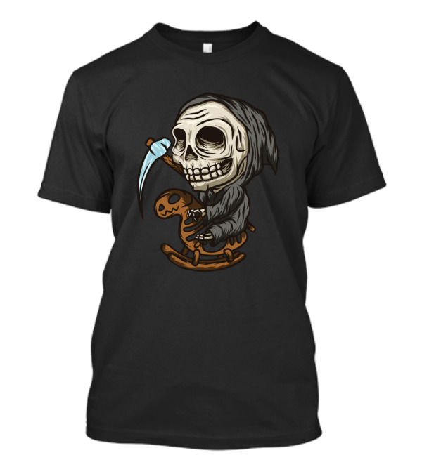 Halloween Grim Reaper Zombie Skull Riding Rocking Horse T-Shirt