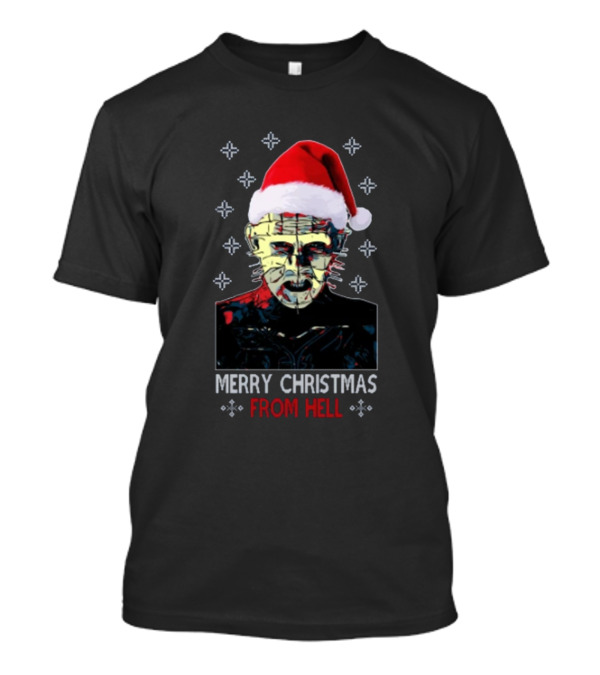 Merry Christmas From Hell Hellraiser Pinhead Santa Hat T-Shirt