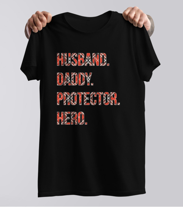 Husband Daddy Protector Hero Plaid T-Shirt