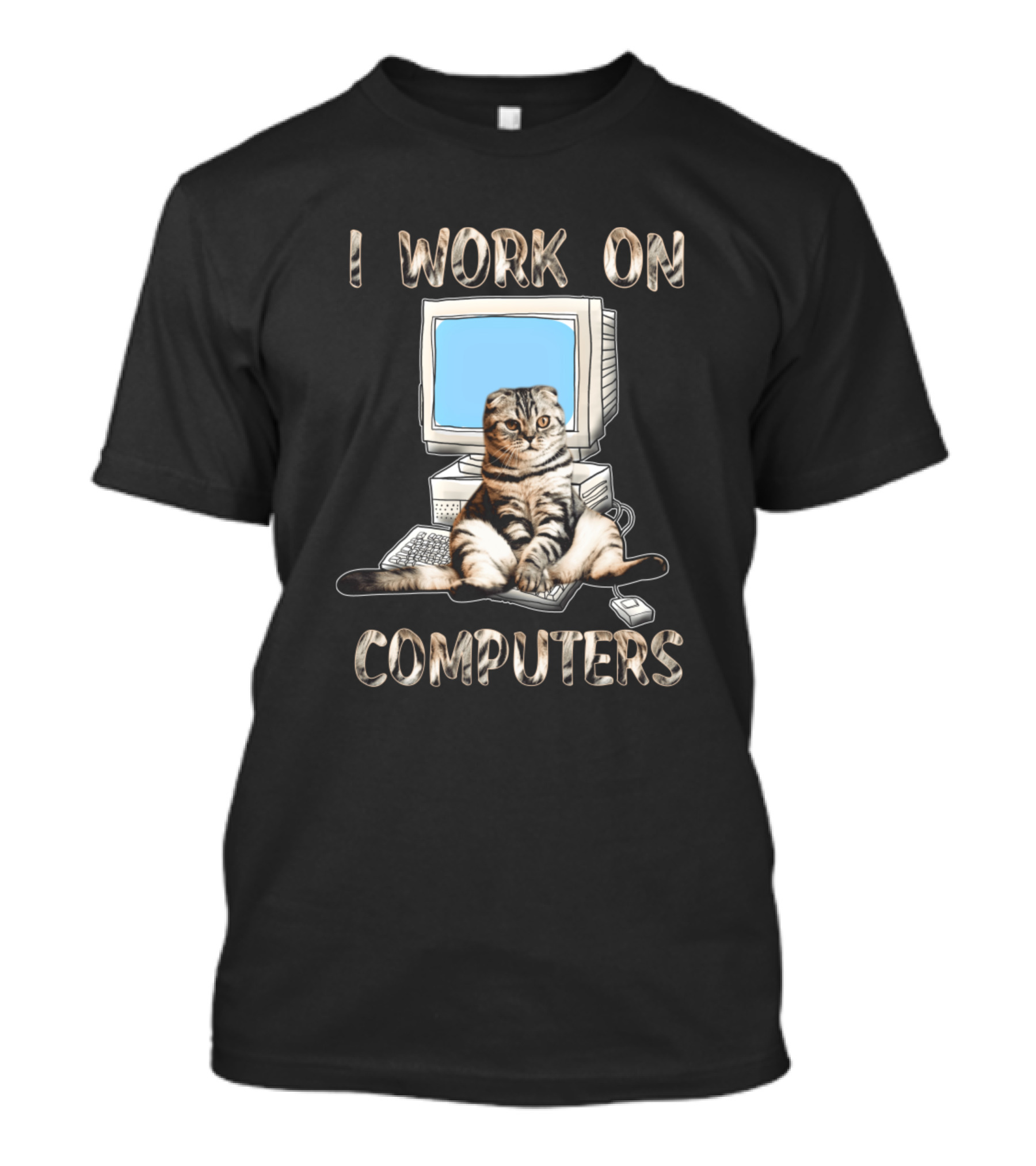 I Work On Computers Cat Lovers Pet Computers T-Shirt